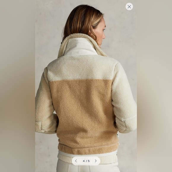 Polo Ralph Lauren Patchwork Leather-Trim Fleece Zip Jacket NWT - Picture 9 of 10